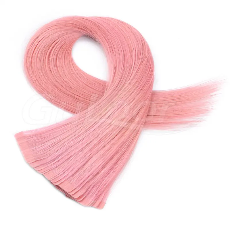 Tape In Hair Extensions Wholesales 100% human Hair Extensions #pink Color